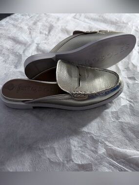 AEROSOLES Silver Backless Penny Loafer Mule